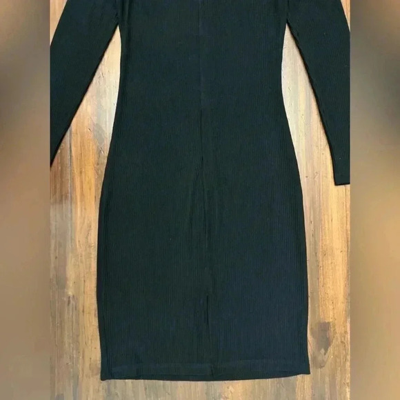 Walter Baker Dress Size Large Black Twist Front Ribbed Knit Bodycon Midi NWOT - Picture 6 of 15